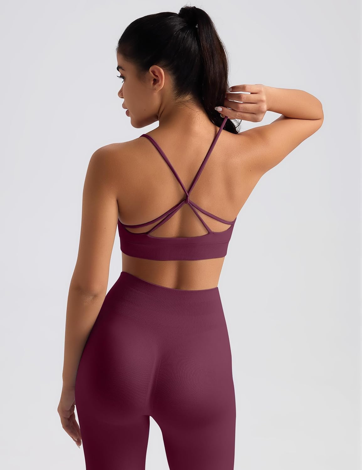 OLCHEE Plum Seamless Sports Bra and Leggings